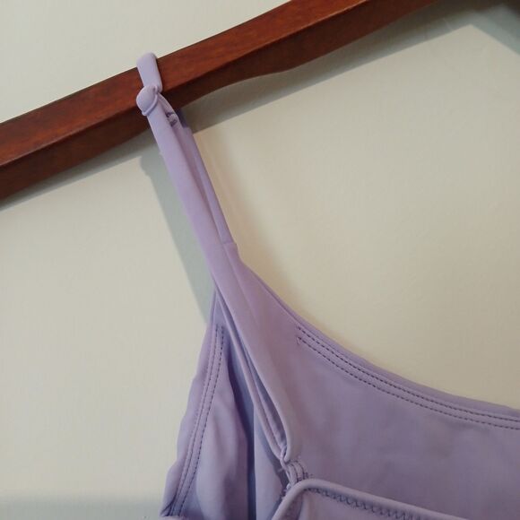 PacSun Eco Purple Destiny Shirred One Piece Swimsuit Sz S Girly Beach Pool Lake - Picture 6 of 6